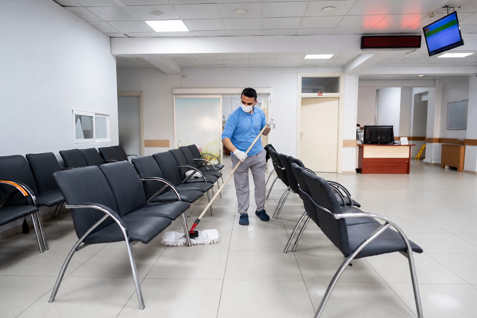 MSQ Janitorial crew member cleaning a facility